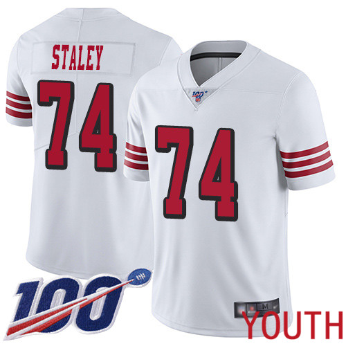 San Francisco 49ers Limited White Youth Joe Staley NFL Jersey #74 100th Season Rush Vapor Untouchable